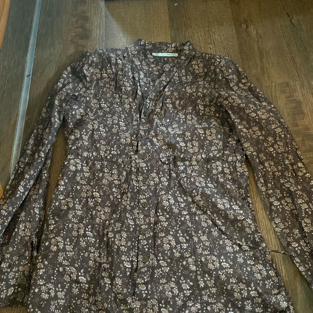 Maurices brown button up drawstring long sleeve